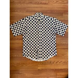 Vintage Natural Issue 90s Indie Checkered Button Up Shirt Cotton Medium